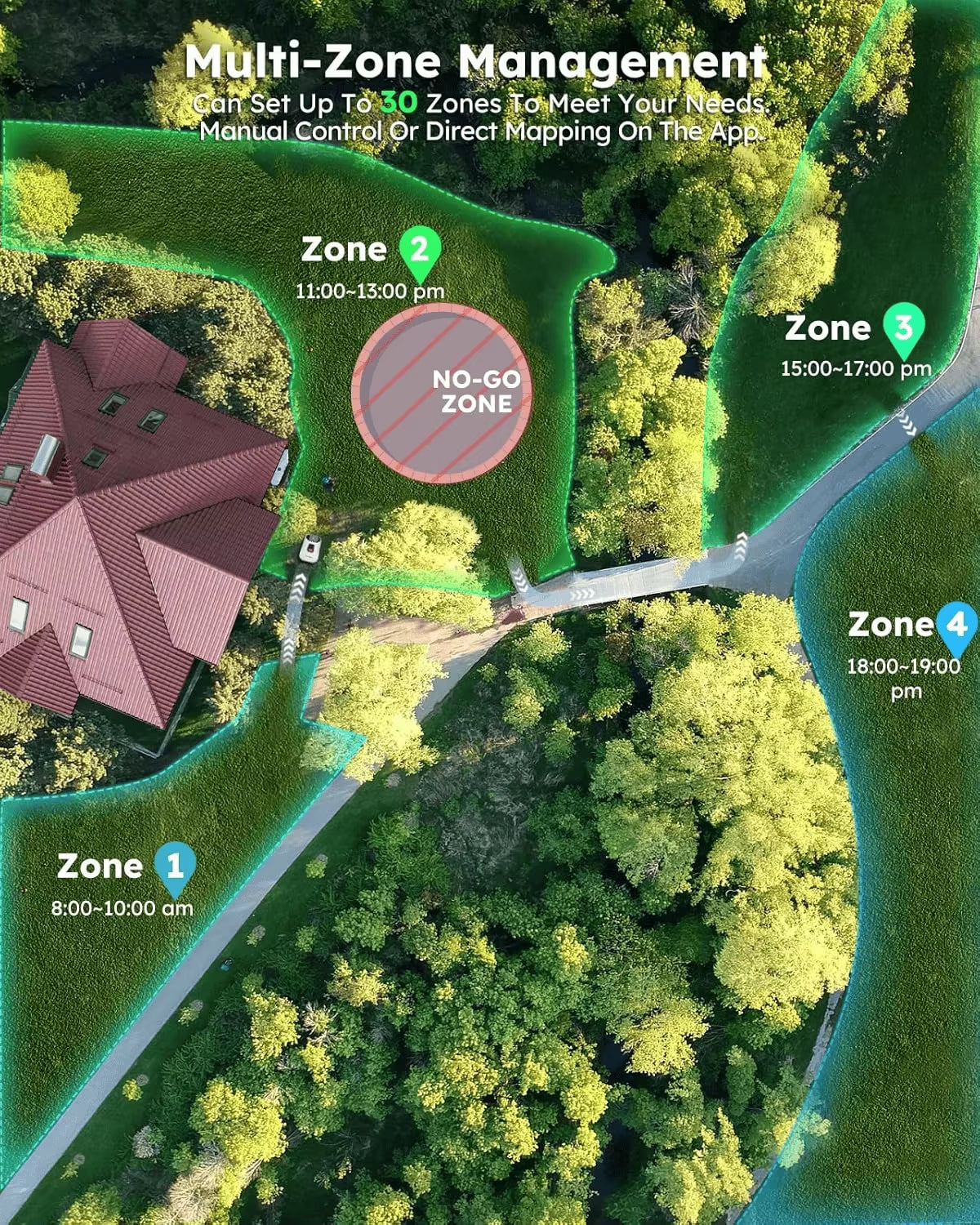 Genie3000 Max. 3600M² AI Wireless Robotic Lawnmower, Full Band Rtk+4-Eye Vision Lawn Mower Robot, APP Control