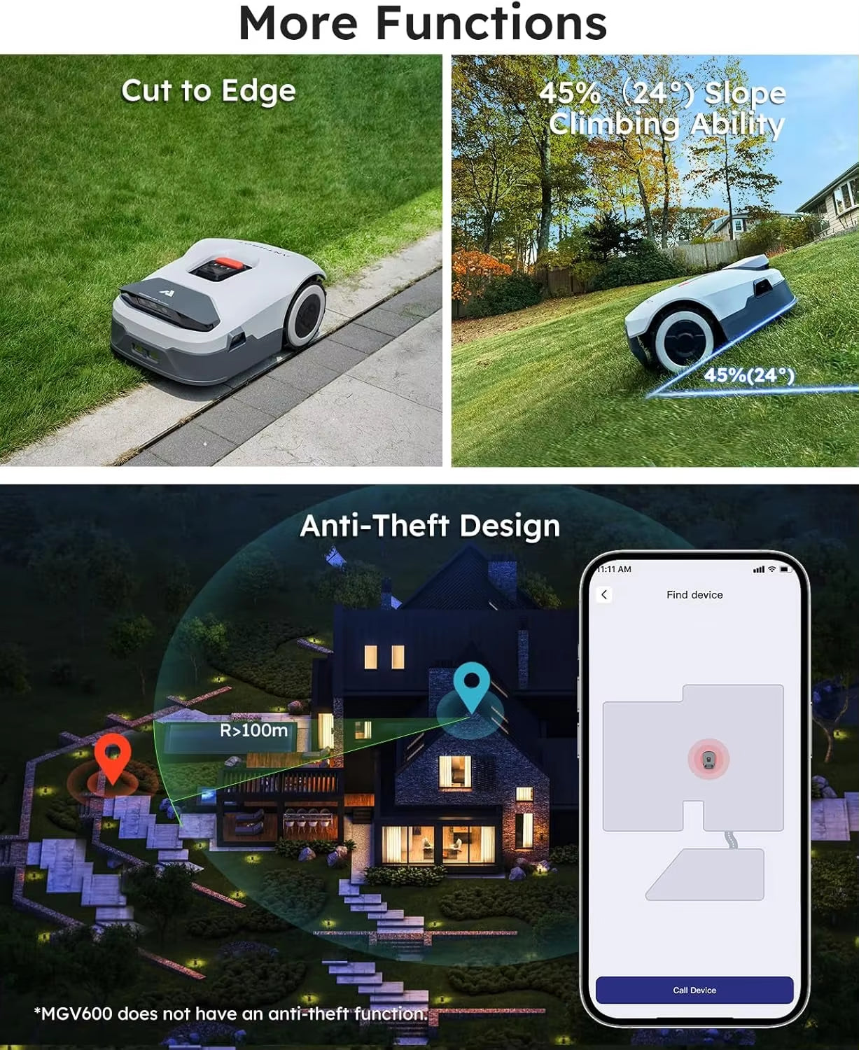 Genie3000 Max. 3600M² AI Wireless Robotic Lawnmower, Full Band Rtk+4-Eye Vision Lawn Mower Robot, APP Control