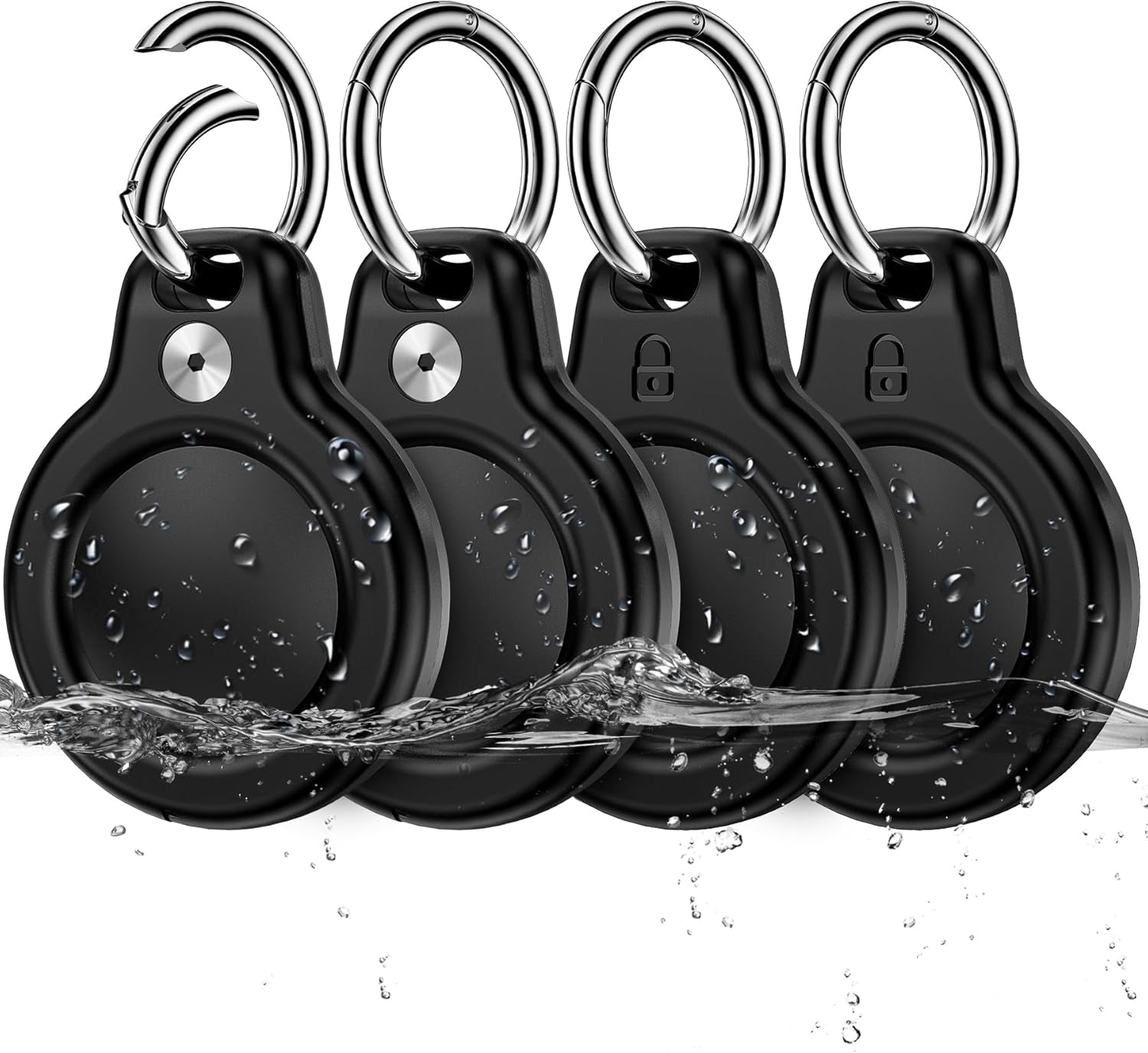 4 Pack Waterproof Keychain Holder Compatible with Airtag, Lock Design Holder Compatible with Apple Air Tags, Anti-Theft Anti-Lost Case for Airtag