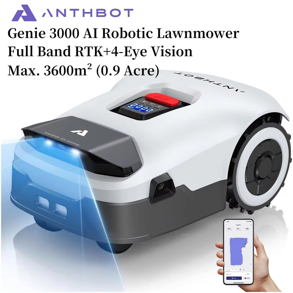 Genie3000 Max. 3600M² AI Wireless Robotic Lawnmower, Full Band Rtk+4-Eye Vision Lawn Mower Robot, APP Control