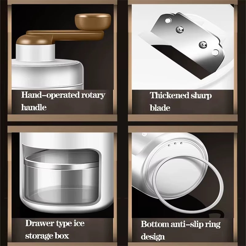 Ice Shaver Household Small Ice Crusher Manual Shaved Ice Milkshake Machine Portable Hand-Cranked Smoothie Machine Kitchen Tools