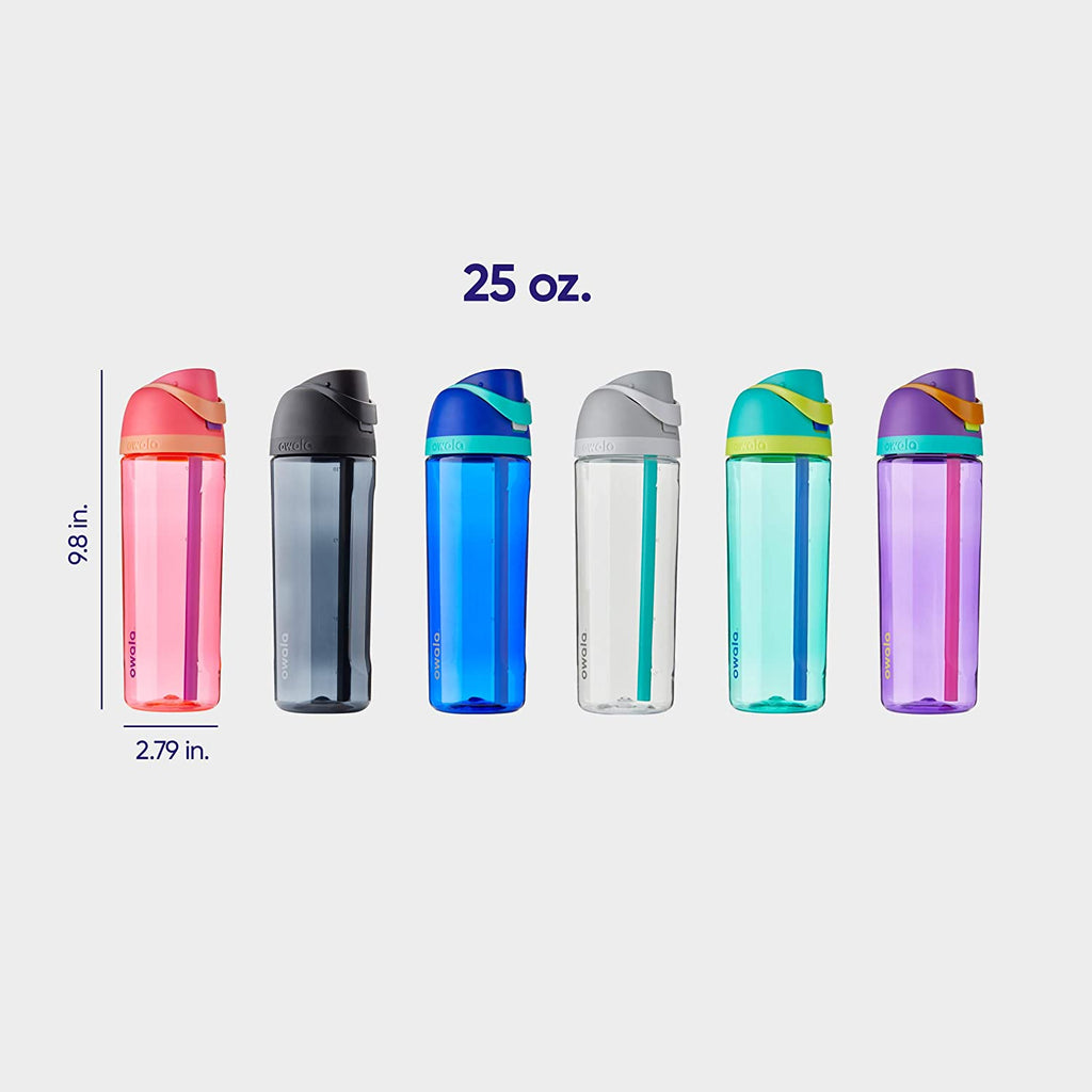 Freesip Clear Tritan Plastic Water Bottle with Straw, Bpa-Free Sports Water Bottle, Great for Travel, 25 Oz, Shy Marshmallow